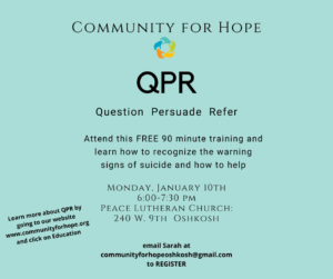 QPR Training Question Persuade Refer @ Peace Lutheran Church